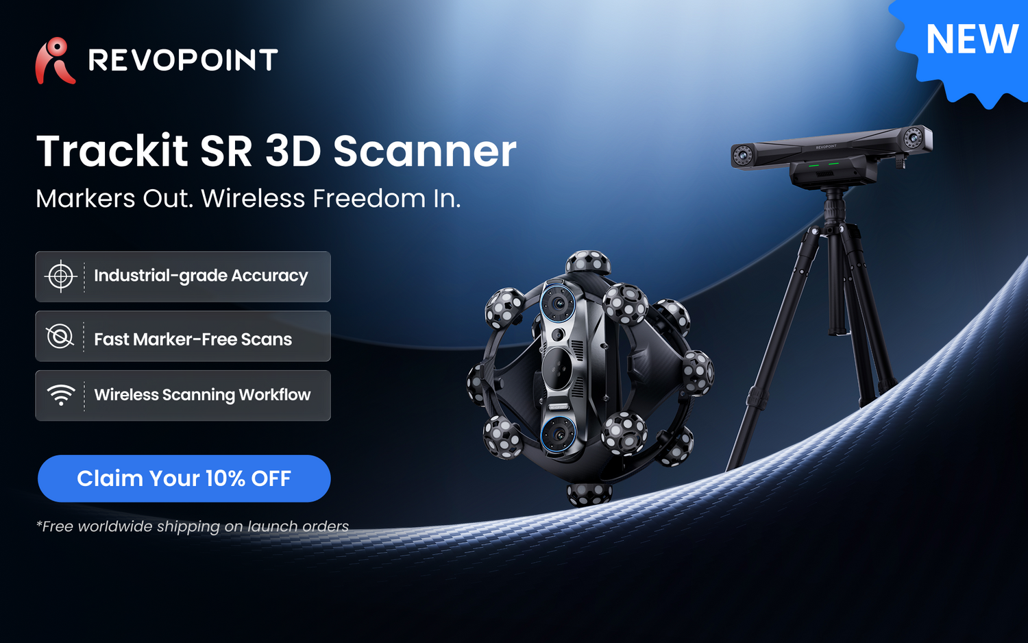 Trackit SR Optical Tracking 3D Scanner Press Release Revopoint Launches Trackit SR, a Wireless Intelligent Optical Tracking 3D Scanner with Industrial-grade Accuracy