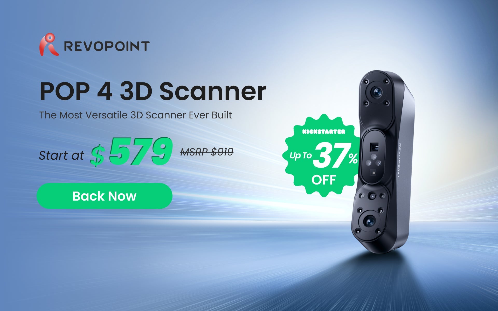 Revopoint Launches POP 4 on Kickstarter, a Hybrid 3D Scanner with Blue Laser and Infrared Technology