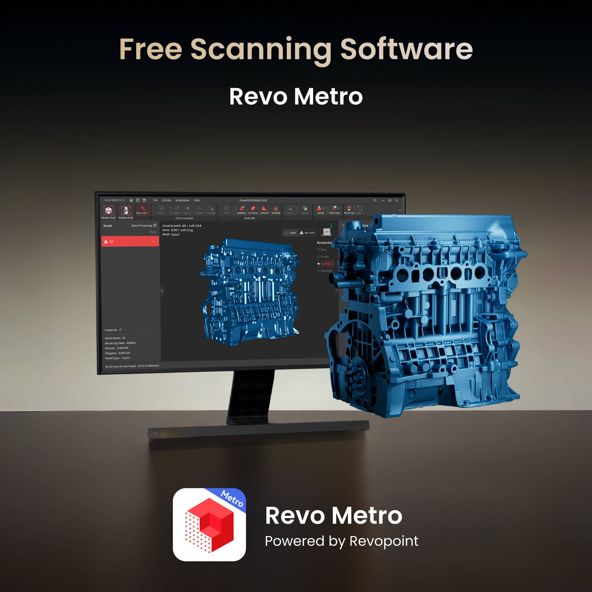 Revopoint MetroY Ultra: High-Performance Wireless 3D Scanner for Small to Medium Workpieces