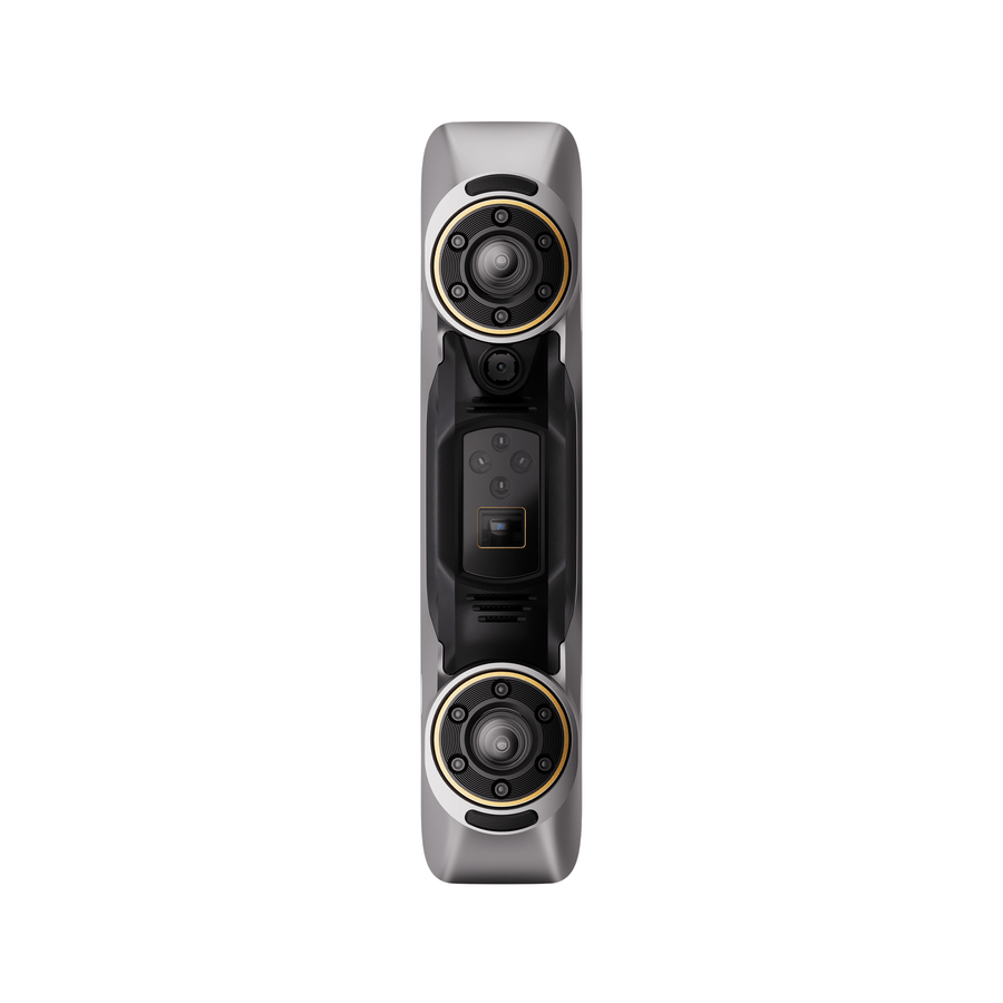 Revopoint MetroY Pro – detalhe do scanner com laser azul
